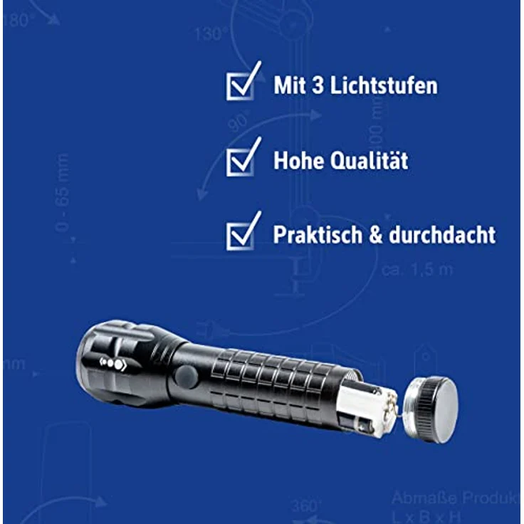Maul LED-Taschenlampe MAULkronos S – outdoor-taugliche LED Taschenlampe für die semiprofessionelle Anwendung – helle Taschenlampe mit langer Leuchtdauer und Spritzwasserschutz (IPX4) – schwarz – Bild 4