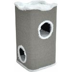 Nanook Kratztonne Kratzbaum Katzenkratzbaum Toni für Katzen, 74 cm, grau, mit 2 Höhlen und oberem Liegeplatz