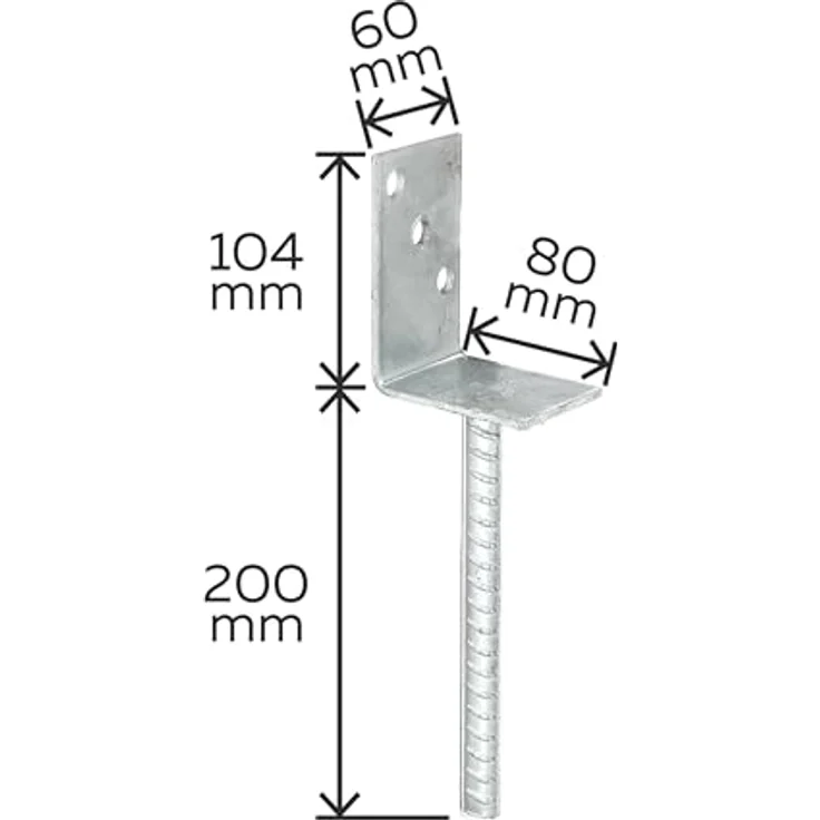 L-Pfostenträger ETA-10/0210 80x100x200x60mm TZN GAH – Bild 3