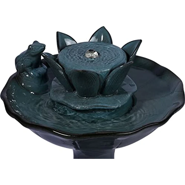 dobar® 96091e Design Solarbrunnen Helena Keramik | Gartenbrunnen Outdoor | Terrassenbrunnen aus Polyresin | Zierbrunnen Outdoor |Design Springbrunnen Kunststein | 39 x 39 x 64 cm | Grün – Bild 4