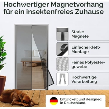Magnet-Fliegengitter Für Türen – Ohne Bohren, 100x250 Cm, Mit Klettband, Insektenschutz Für Balkon & Zimmer