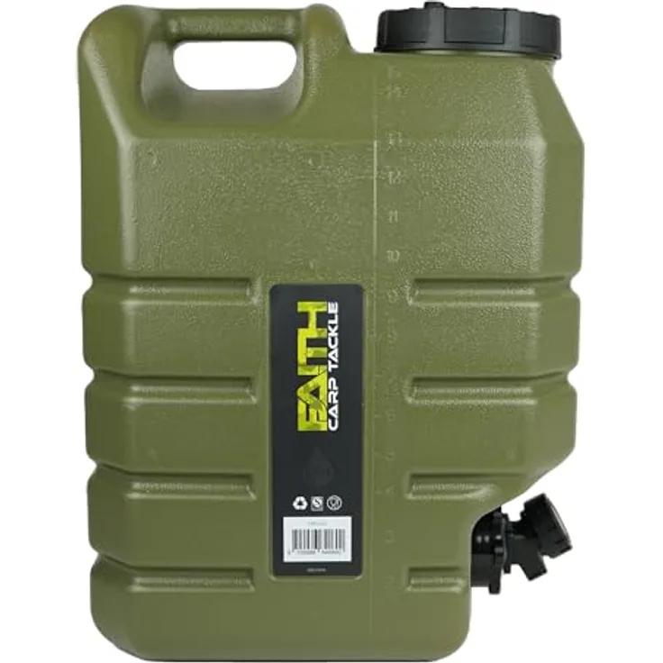 Faith Wasserkanister mit Auslaufhahn, 25l Grüner Wassertank aus Polyethylen, ideal für Camping und Angeln