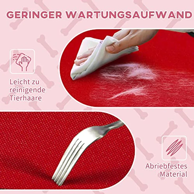 Pawhut Hundebett Outdoor Hundeliege Outdoor Katzenbett Haustierbett Schlafplatz Metall Oxford-Gewebe Rot 122 x 92 x 23 cm – Bild 5