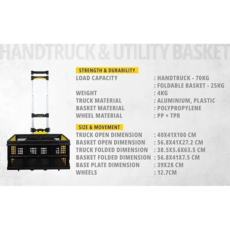 Stanley SXWTD-509, Transportwagen mit 60 kg Tragkraft, faltbar und leicht, 2 kg – Bild 3