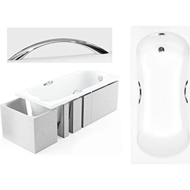 Besco BADLAND ARIA PLUS Badewanne, Rechteck 170x70 cm, Weiß, Komplettset mit Premium Wannenträger und exklusiver Chrom Automatik Ablaufgarnitur, Made in EU – Bild 2