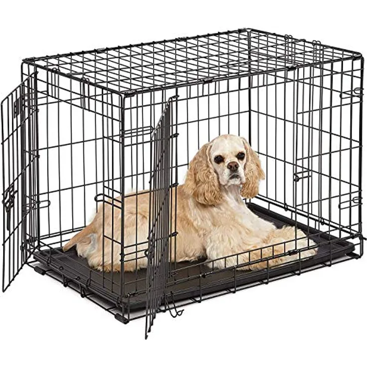 BUNNY BUSINESS Underdog Hundekäfig aus Metall, zusammenklappbar, mit 2 Türen, aus Kunststoff, robust, robust, Größe XL, 106,7 cm