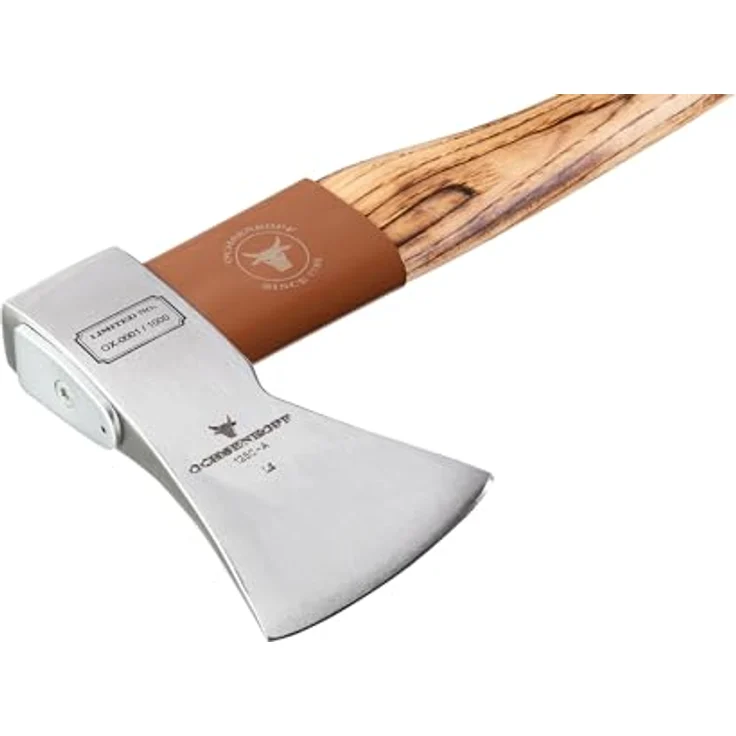 Ochsenkopf Limited-Edition-Forstaxt OX 620 H-1257-LTED, nummeriert auf 1.000 Stück, handgefertigt in Deutschland, Hickory-Stiel, Kuhfuß in Moosgrün und Signalgelb, in hochwertiger Holzkiste, Sammlerstück – Bild 2