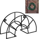 Relaxdays Schlauchhalter, für 45 m 5/8" Schlauch, Schlauchaufhängung Wand, Stahl, runder Gartenschlauchhalter, schwarz, 18.5 x 30.5 x 12.5 cm