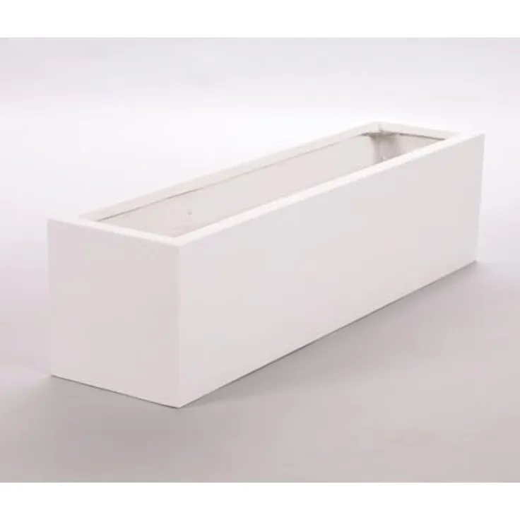 Elegant Einrichten Pflanztrog Fiberglas 100x25x25cm, frost- und uv-beständig, perlmuttweiß
