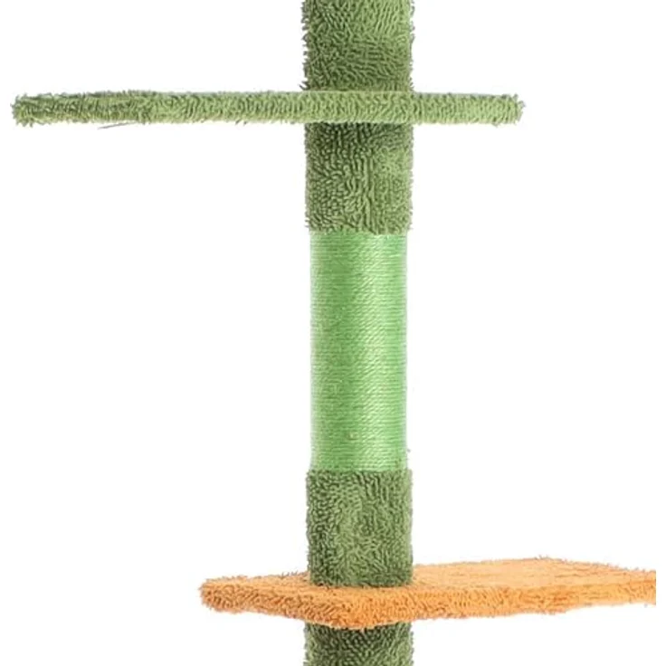 Fudajo Kratzbaum deckenhoch 229–275 cm in Grün, Katzenkratzbaum mit 4 Ebenen, höhenverstellbarer Deckenspanner und Sisal Polsterung – Bild 4