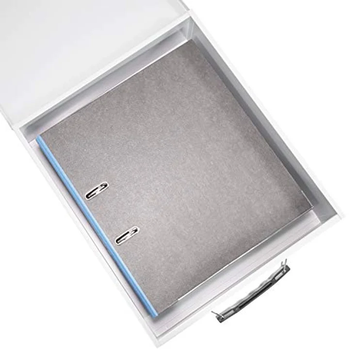 HMF 142-07 Abschließbare XL Dokumentenkassette für Ordner | DIN A4 / B4 | Lichtgrau | Sicher, Robust, Praktisch, Kratzfest – Bild 2