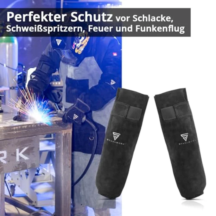STAHLWERK Schweißerärmel, Leder Schweißerarmschutz, hitzebeständig und abriebfest, individuell anpassbar – Bild 3