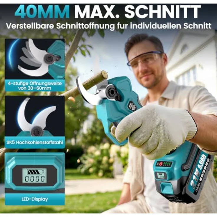 Bundviel Akku-Hochentaster 4-in-1, bürstenlose Elektro-Kettensäge mit Teleskop-Verlängerung bis 23,5 m, 2× 4000mAh Akku für Gartenpflege und Obstgärten – Bild 4