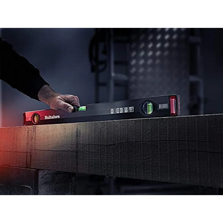 Hultafors, Handwerker-Wasserwaage mit extra starkem Aluminiumprofil, unzerbrechlichen Blocklibellen und Leuchtbelag – Bild 4