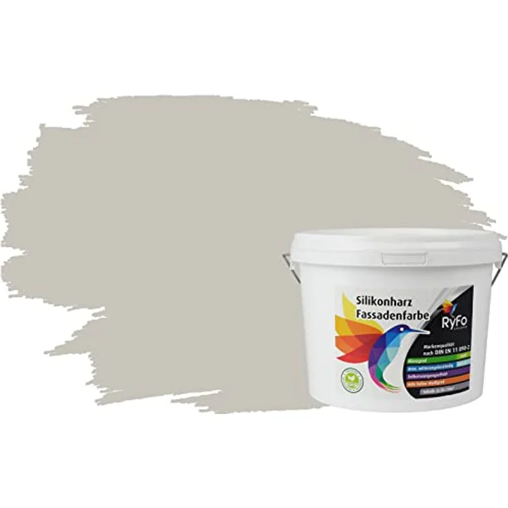 RyFo Colors Silikonharz Fassadenfarbe Lotuseffekt Trend Mondgrau 3l - bunte Fassadenfarbe, weitere Grau Farbtöne und Größen erhältlich, Deckkraft Klasse 1 – Bild 2