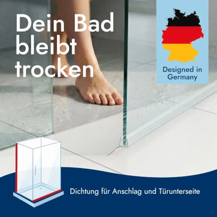 Bagnoxx Duschdichtung Anschlagdichtung, 2m, 135 Grad, PVC Duschlippe für 6mm Glasstärke, transparentes Eckprofil, einseitige Türöffnung, ideal für Duschkabinen und Badewannen – Bild 2