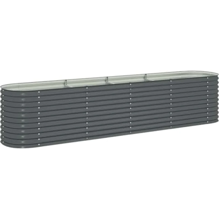 vidaXL Garten-Hochbeet 400 x 80 x 81 cm Verzinkter Stahl Grau – Bild 2