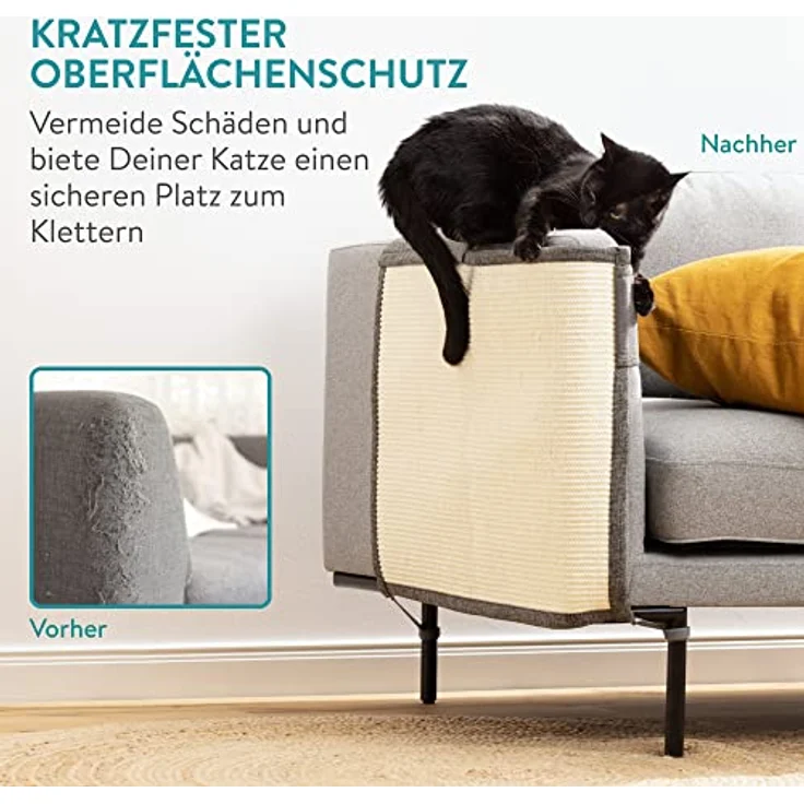 Navaris Kratzmatte & Kratzschutz für die Katze - Natürlicher Sisal Kratzteppich & Kratzmöglichkeit für das Sofa - Katzen Couch Abdeckung – Bild 2