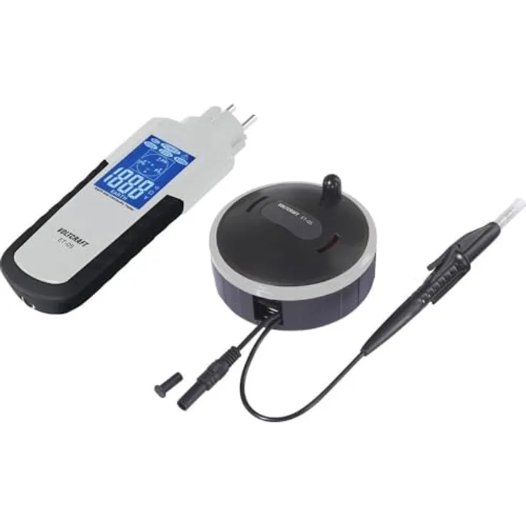 VOLTCRAFT ET-05 Erdungsmessgerät 2000Ω IP40, präzise Widerstandsmessung für Erdungsanlagen und Durchgangsprüfung mit LC-Mehrfarbdisplay und 6 m Prüfleitung