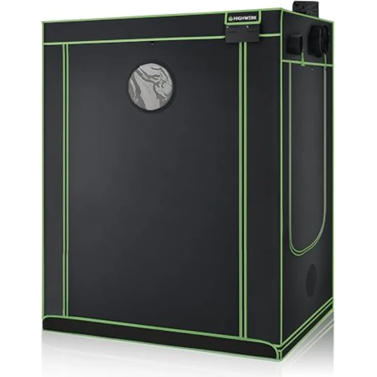 HIGHWERK Growzelt 140 x 140 x 200 cm, Indoor Grow Tent, lichtdicht schwarz-grün, mit hoher Lichtreflexion, für Pflanzen und Kräuter – Bild 3