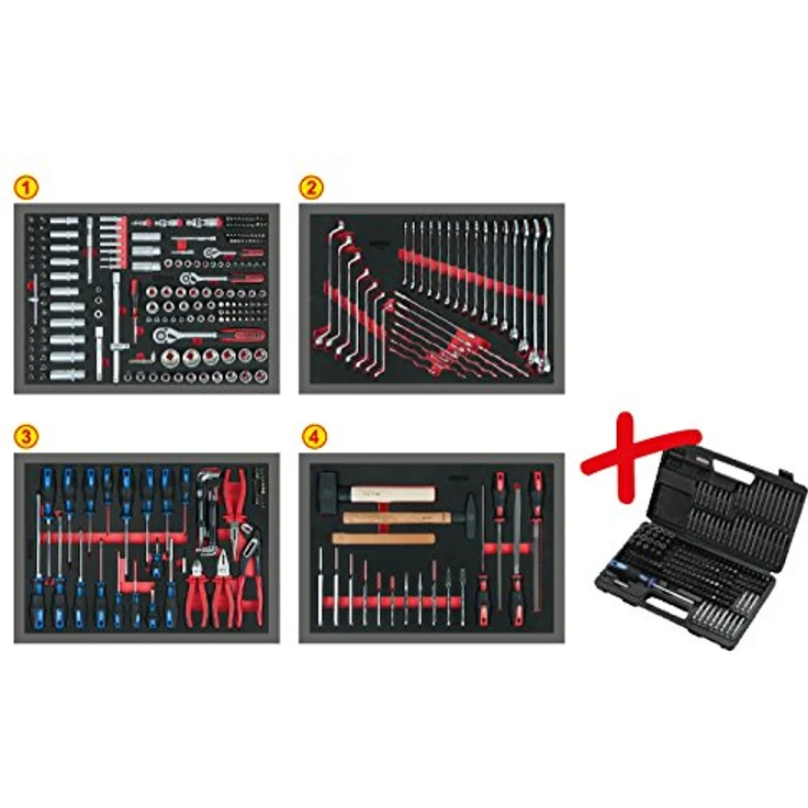 KS Tools Werkzeugkoffer, Universal Systemeinlagen-Satz mit 515 hochwertigen Werkzeugen, öl- und chemikalienbeständig – Bild 3
