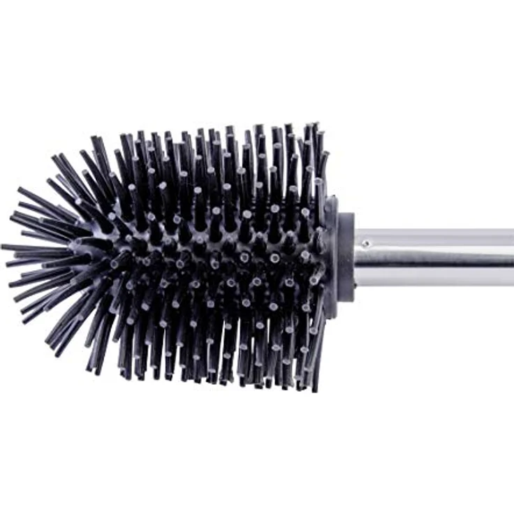 WENKO Ersatzbürste mit Silikon Bürstenkopf, Toilettenbürste mit auswechselbarem Bürstenkopf, Anti-Haft-Wirkung, mit rostfreiem, glänzendem Edelstahlstiel, Ø 7,5 x 35 cm, Silber/Schwarz – Bild 5