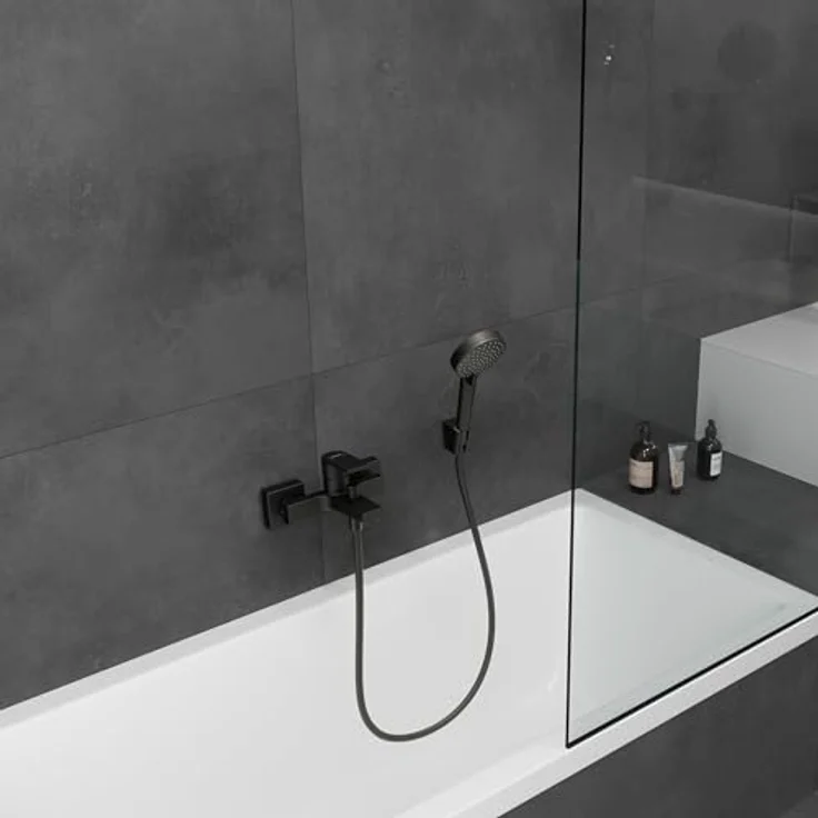 hansgrohe Wannenarmatur Vernis Shape, Aufputz Einhebelmischer für 2 Funktionen, Mattschwarz, Durchflussmenge bis 22,5 l/min – Bild 4