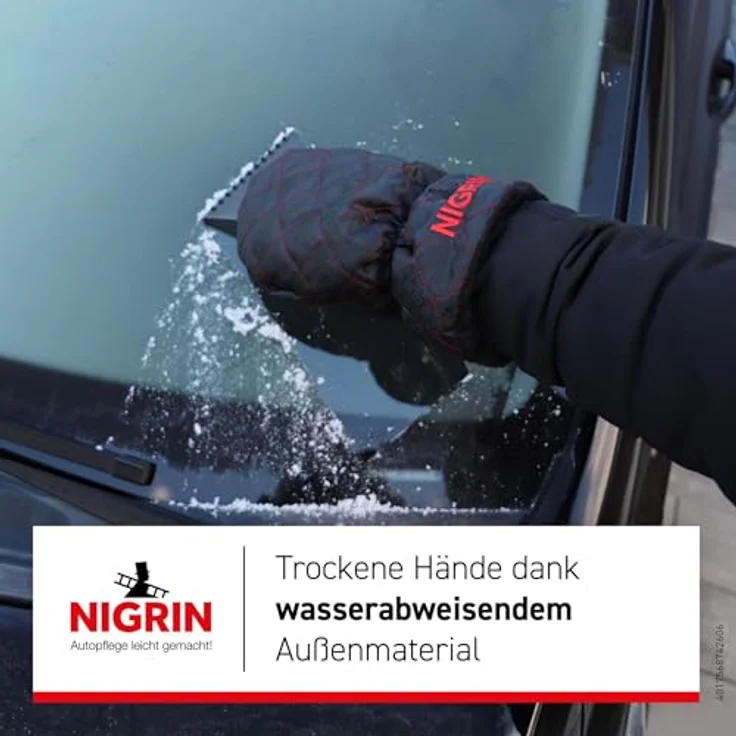 NIGRIN Performance Eiskratzer Eisschaber mit ergonomischem Softgriff und Handschuh, silbergrau – Bild 5