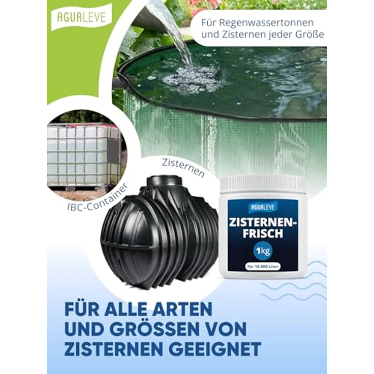 AGUALEVE® Zisternenfrisch 1kg - Für frisches Regenwasser, geeignet für alle Zisternen & Regenwassertonnen, Made in Germany, für bis zu 10.000 Liter, Note 1,1 – Bild 4