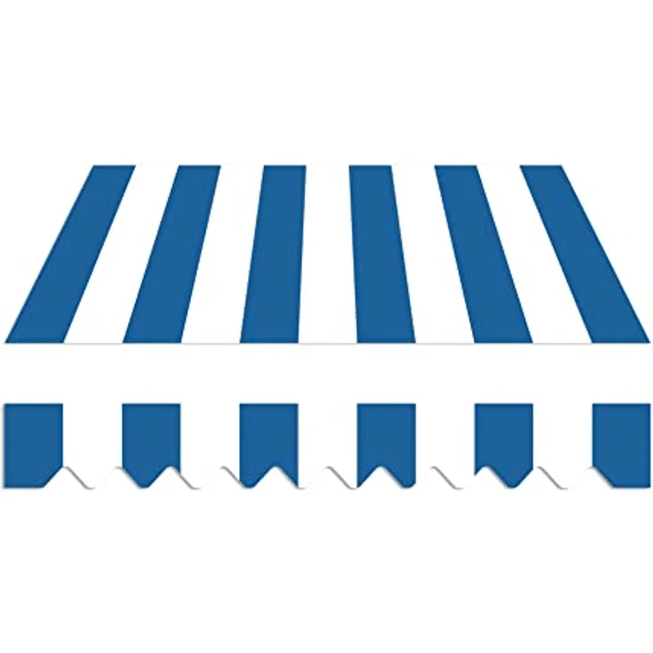 home Trends Markisen Volant Schabracke Markisenbespannung Ersatzstoffe Markisenstoffen Sonnenschutz Polyester fertig genäht mit Umrandung mehr Maß und Diverse Farben (P2029- Blau und Weiß,4m = 387cm) – Bild 3