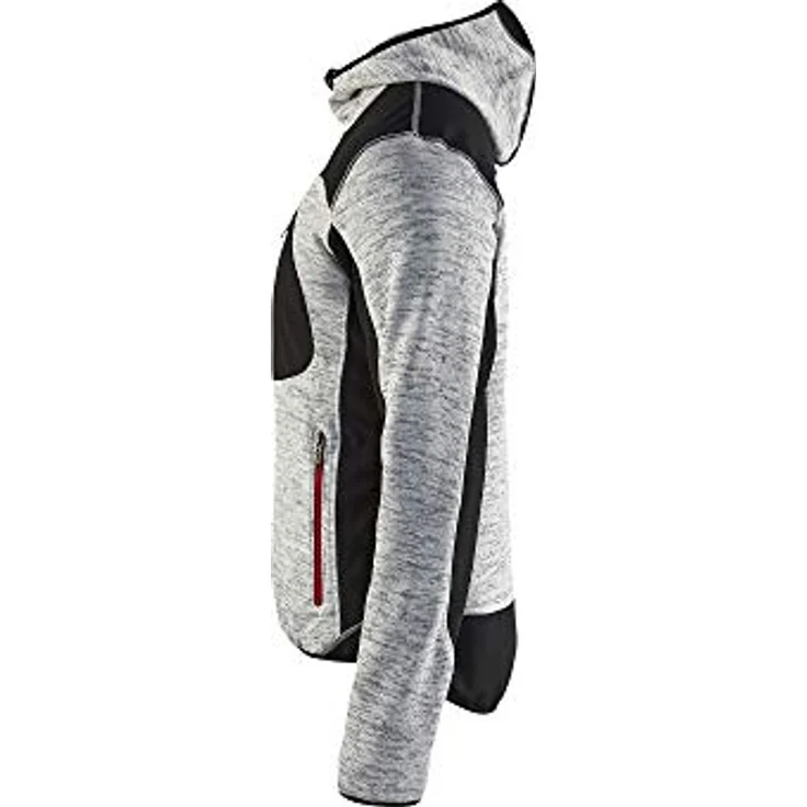 BLAKLÄDER® Herren Strickjacke 4930, Arbeitsjacke mit Softshell-Einsätzen, hellgrau/schwarz, Größe S – Bild 4