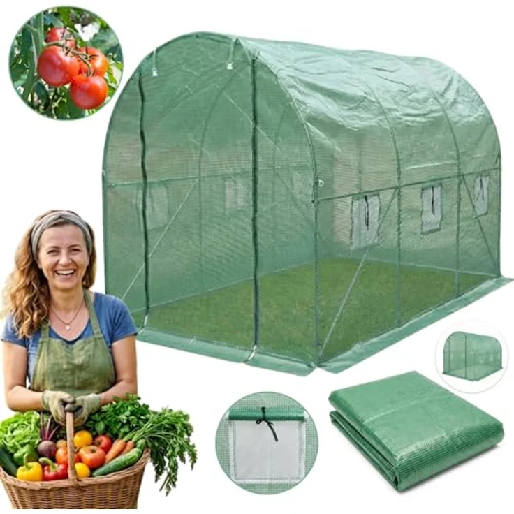 EDENIA Folie für Gartenfolientunnel TENDO, Ersatzfolie 300 x 200 x 200 cm mit UV6-Filter und 6 Insektenschutzfenstern – Bild 3