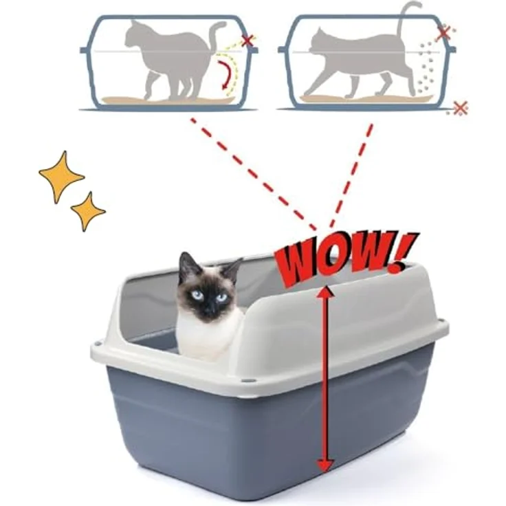 2X Katzenklo Hoher Rand Extra hohe Katzentoilette offen Katzenklo mit hohem Rand groß ohne Deckel Doppelpack Sparpaket – Bild 4