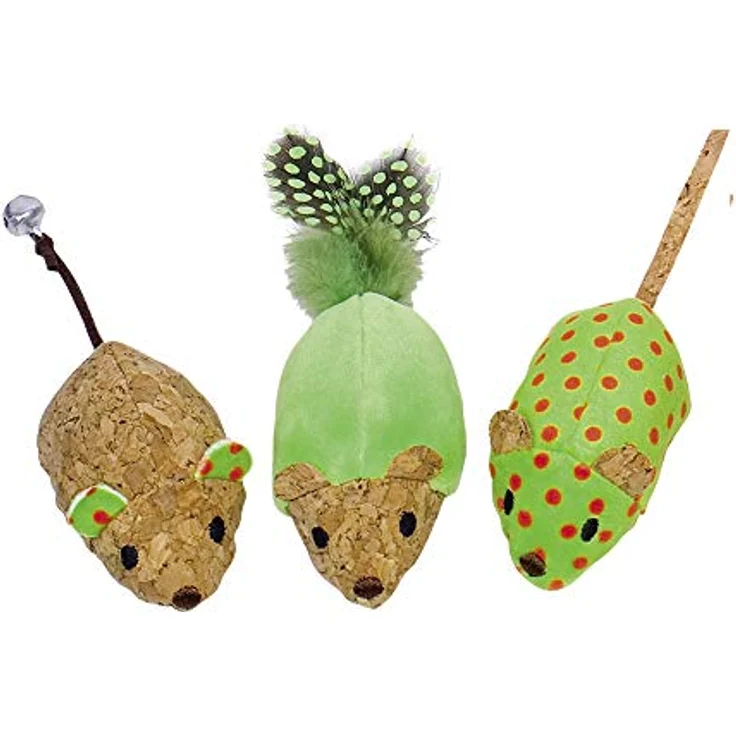 Nobby Plüsch Mäuse mit Catnip, grün, 3er Set à 12 cm