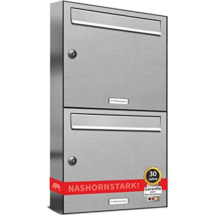 2er Edelstahl Briefkasten Anlage 2 Fach Wandbriefkasten Postkasten Ausführung 3 – Bild 2