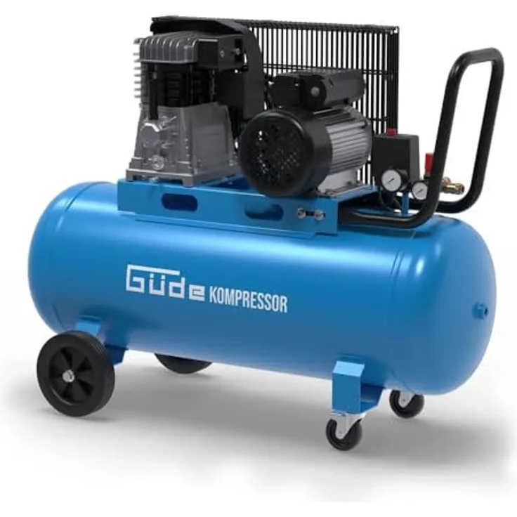 Güde Kompressor 420/10/100/230V, leistungsstarker 2-Zylinder-Aggregat, blau – Bild 2