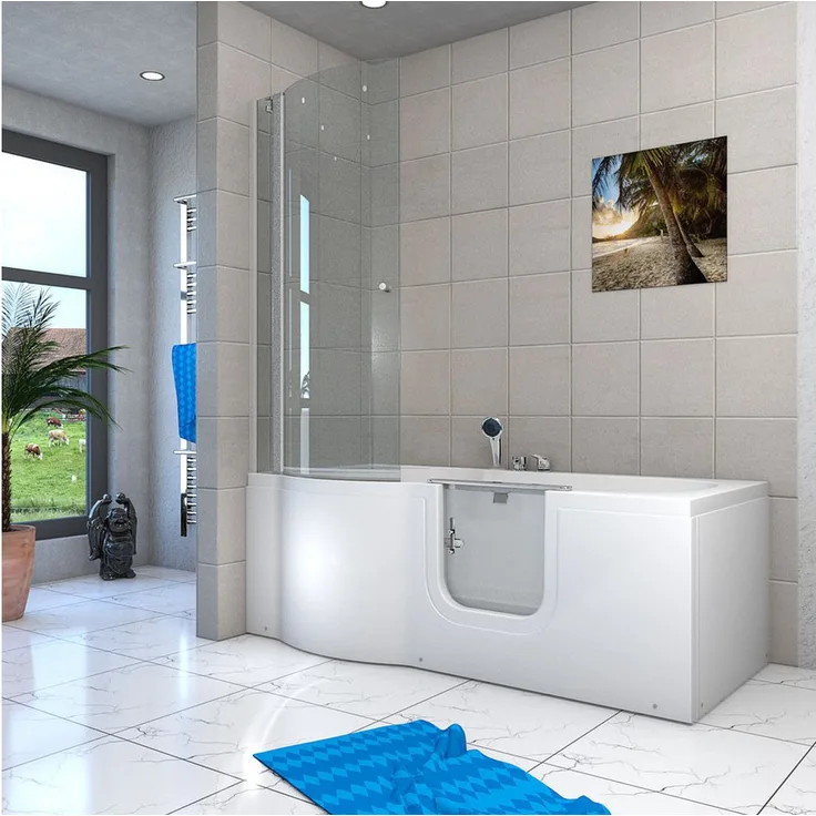 AcquaVapore Komplettdusche Seniorendusche S12D-R 85x170 cm, Sicherheitsglas ESG, inkl. Duschwanne, Überlauf Abfluss - Preisvergleich