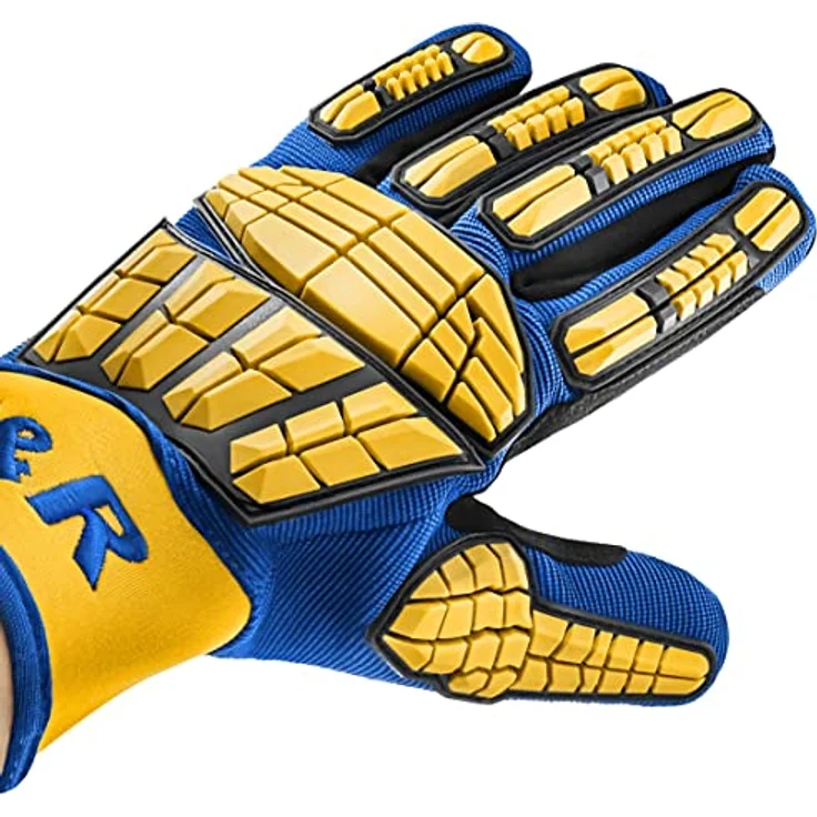 S&R Mechaniker Handschuhe mit flexiblen Protektoren, Gr.10, stoßdämpfender Knöchelschutz, reißfest, 1 Paar, schwarz – Bild 2