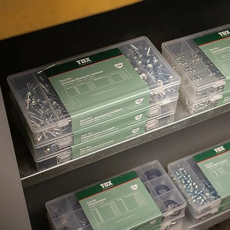 TOX Sicherungsmuttern-Sortiment aus verzinktem Stahl, Sechskantmuttern mit Polyamidklemmteil in 6 gängigen Größen in transparenter Transportbox, 195-tlg. – Bild 5