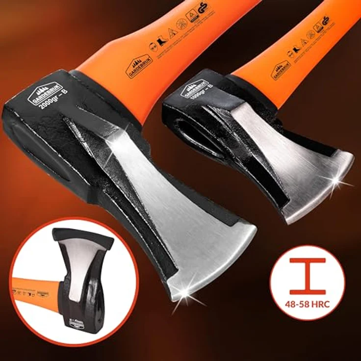 Monzana Set Axt mit Beil ergonomischer Handgriff Gummischutz Universal Spaltaxt Spaltbeil Spalthammer Holzspalter – Bild 3