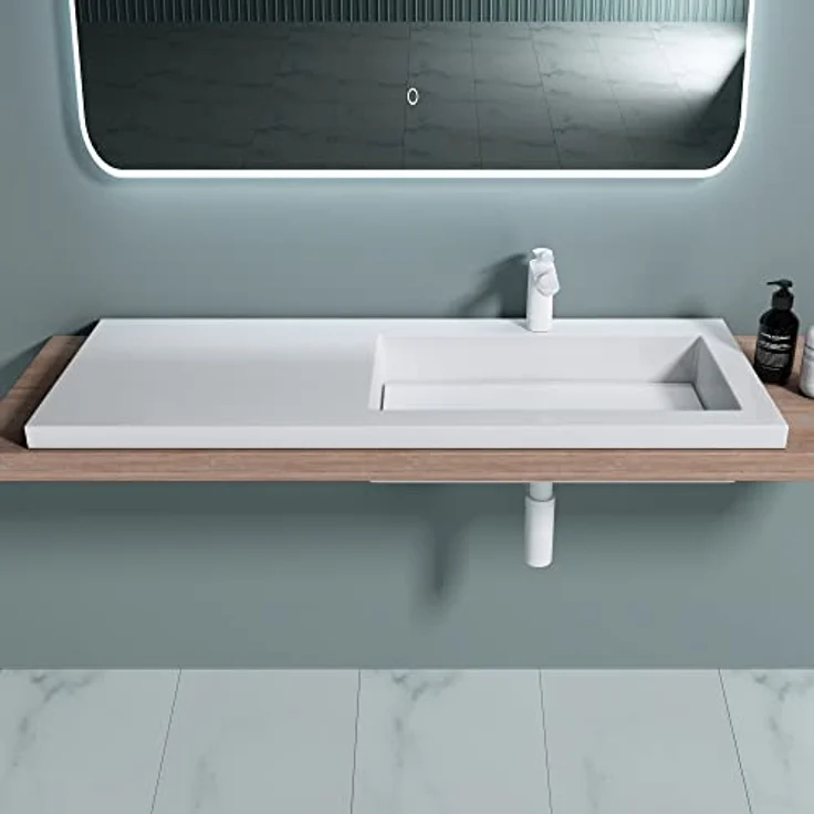 doporro Design Einbauwaschbecken 120x46x13,5 cm Col820R aus Gussmarmor Waschbecken Waschtisch Handwaschbecken – Bild 2