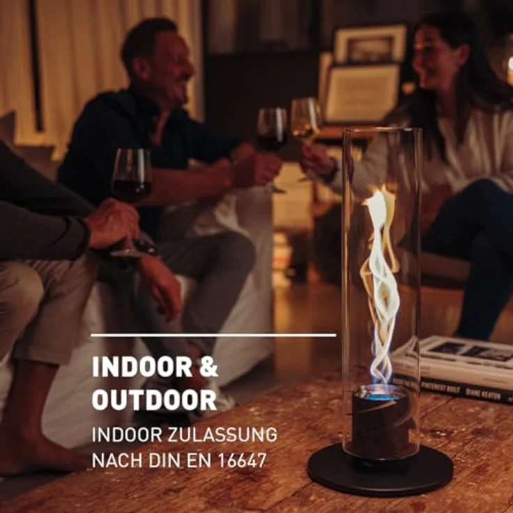 höfats - Spin 900 Schwarz NEUES Modell mit verlängerter Brenndauer Dank innovativer Brenntechnologie - flüssig Bioethanolkamin, Edelstahl Tischfeuer, wärmender Tischkamin für Indoor und Outdoor – Bild 4