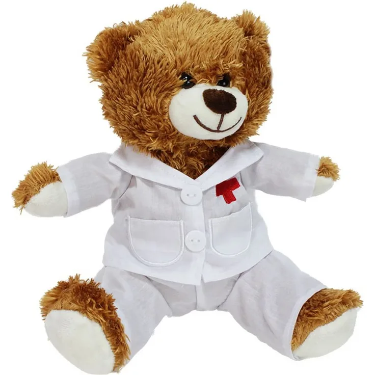 BEMIRO Teddybär Doktor Plüsch Kuscheltier im Arztkittel - ca. 23 cm, braun