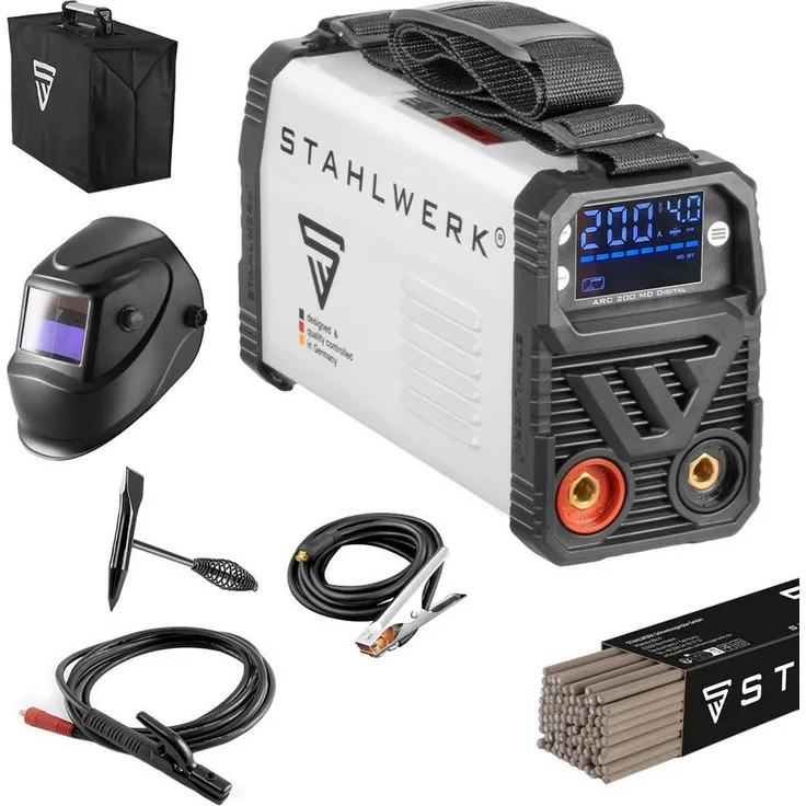 STAHLWERK Inverterschweißgerät ARC 200 MD Digital - DC MMA, 30 - 200 A, Vollausstattung E-Hand, Lift-TIG Inverter, 200 Ampere, schwarz