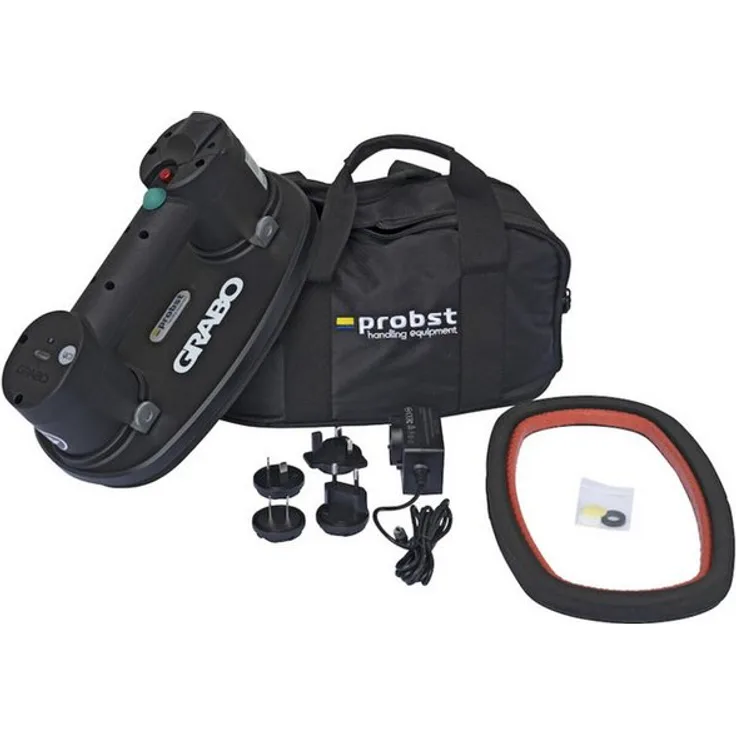 Probst Flieguan-Akku-Handy, Akku-Winkelschleifer mit Manometer, 2,2 Ah Akku, 25 kg Traglast, inklusive Ladegerät