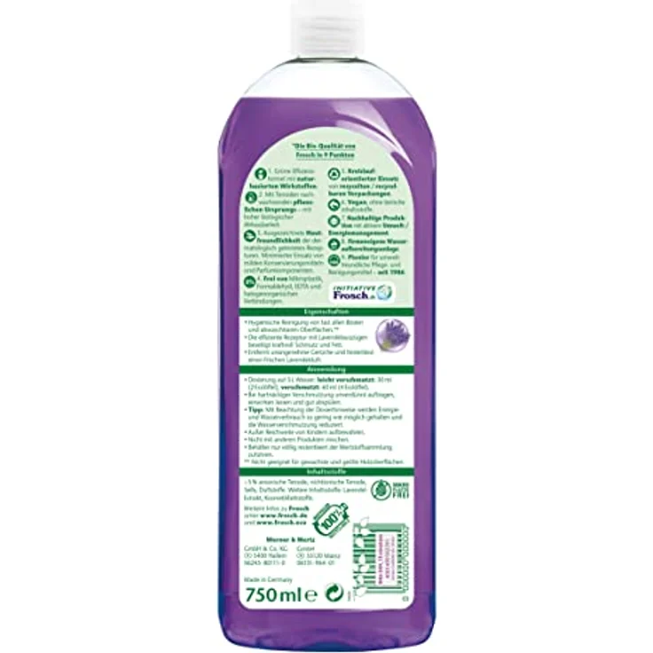 FROSCH Frosch Lavendel Universal-Reiniger 750 ml Allzweckreiniger mit natürlichem Lavendelduft und haustierfreundlicher Formel – Bild 2