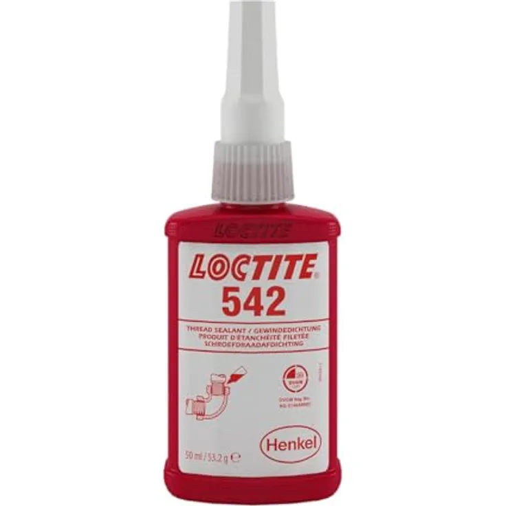 Loctite LOCTITE 542, mittelfeste Gewindedichtung für Metall, universell einsetzbarer Flüssigkleber, Braun, 1x50ml