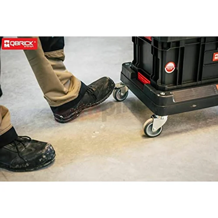 Qbrick SYSTEMS TWO Transportwagen, Transportplattform 595 x 395 x 175 mm, max. Tragkraft 100 kg, schwarz – Bild 7