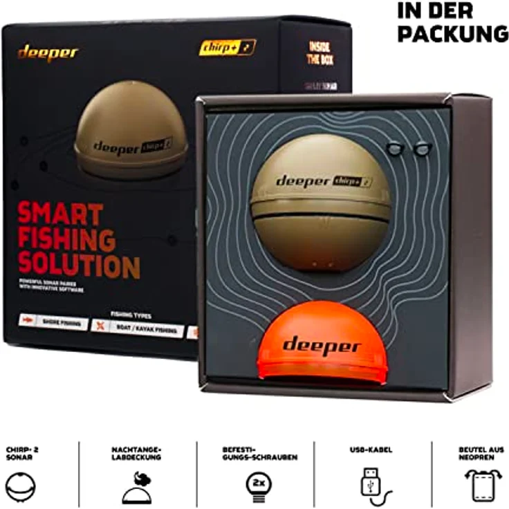 Deeper Chirp+2 - Auswerfbarer GPS Fischfinder, fürs Bootangeln, Eisfischen, Uferangeln | Auswerfbares Echolot mit benutzerfreundlicher kostenloser App - Preisvergleich – Bild 2