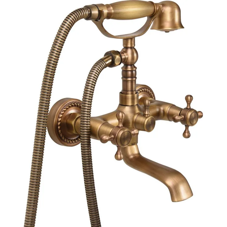 TRIZERATOP TRIZERATOP Wannenarmatur RETRO BRONZE, 2-Knopf Duscharmatur mit saphirhartem Keramikkopf und CLEANbody Design, braun